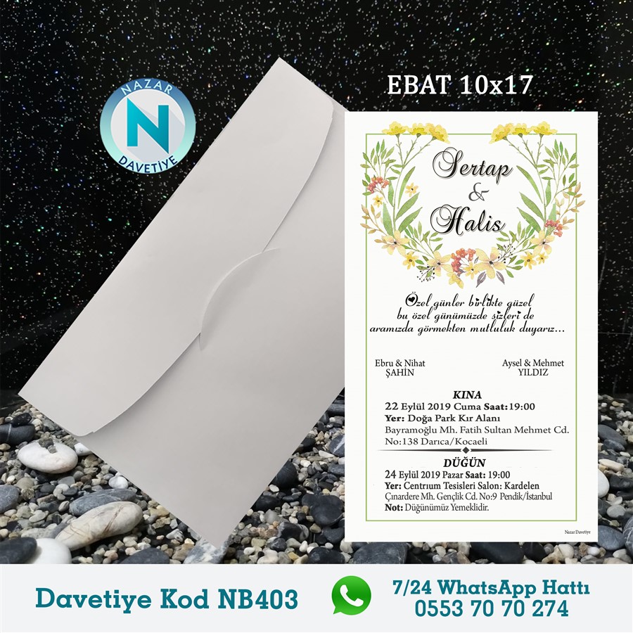 NB403 BEYAZ ZARFLI DAVETİYELER - NB403 - Görsel 1