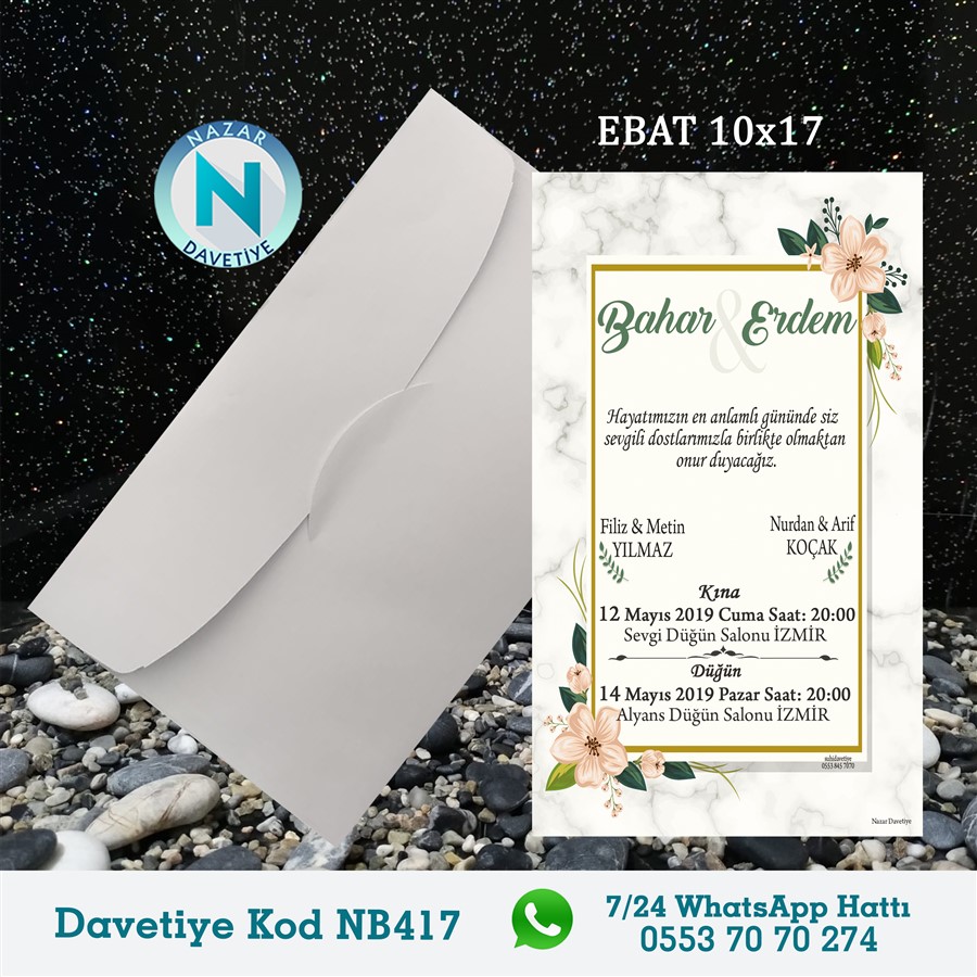 NB417 BEYAZ ZARFLI DAVETİYELER - NB417 - Görsel 1