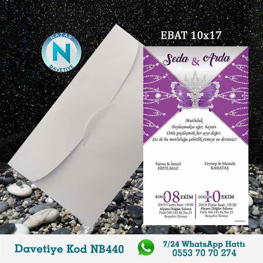 NB440 BEYAZ ZARFLI DAVETİYELER - NB440 - Görsel 1