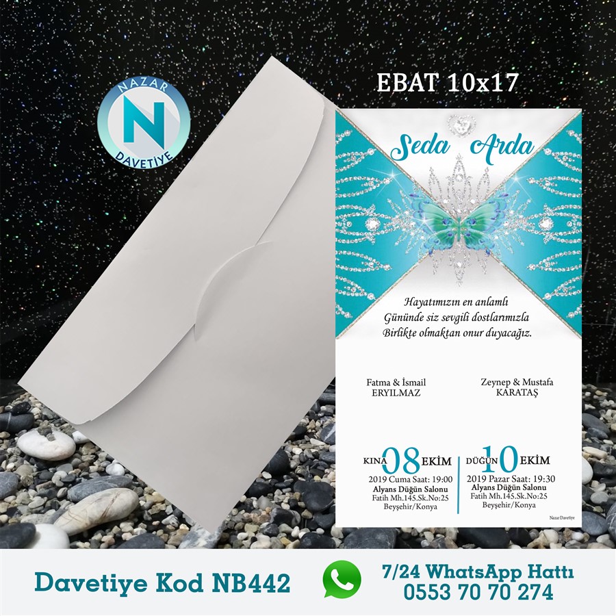 NB442 BEYAZ ZARFLI DAVETİYELER - NB442 - Görsel 1