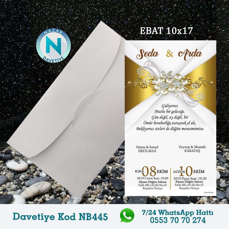 NB445 BEYAZ ZARFLI DAVETİYELER - NB445 - Görsel 1