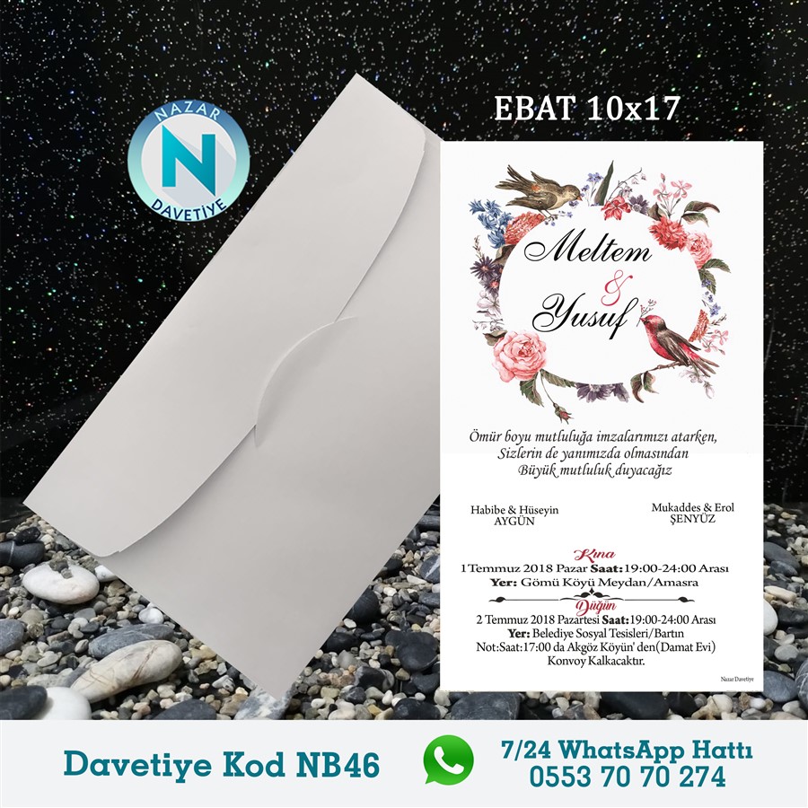 NB46 BEYAZ ZARFLI DAVETİYELER - NB46 - Görsel 1