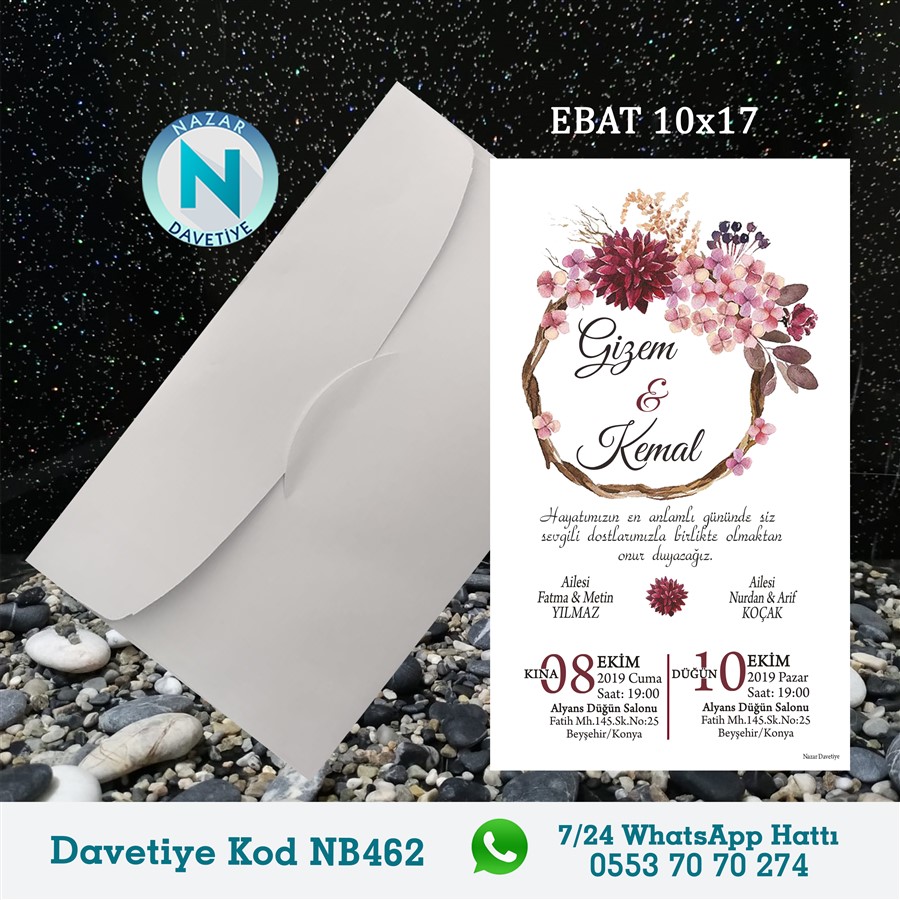 NB462 BEYAZ ZARFLI DAVETİYELER - NB462 - Görsel 1