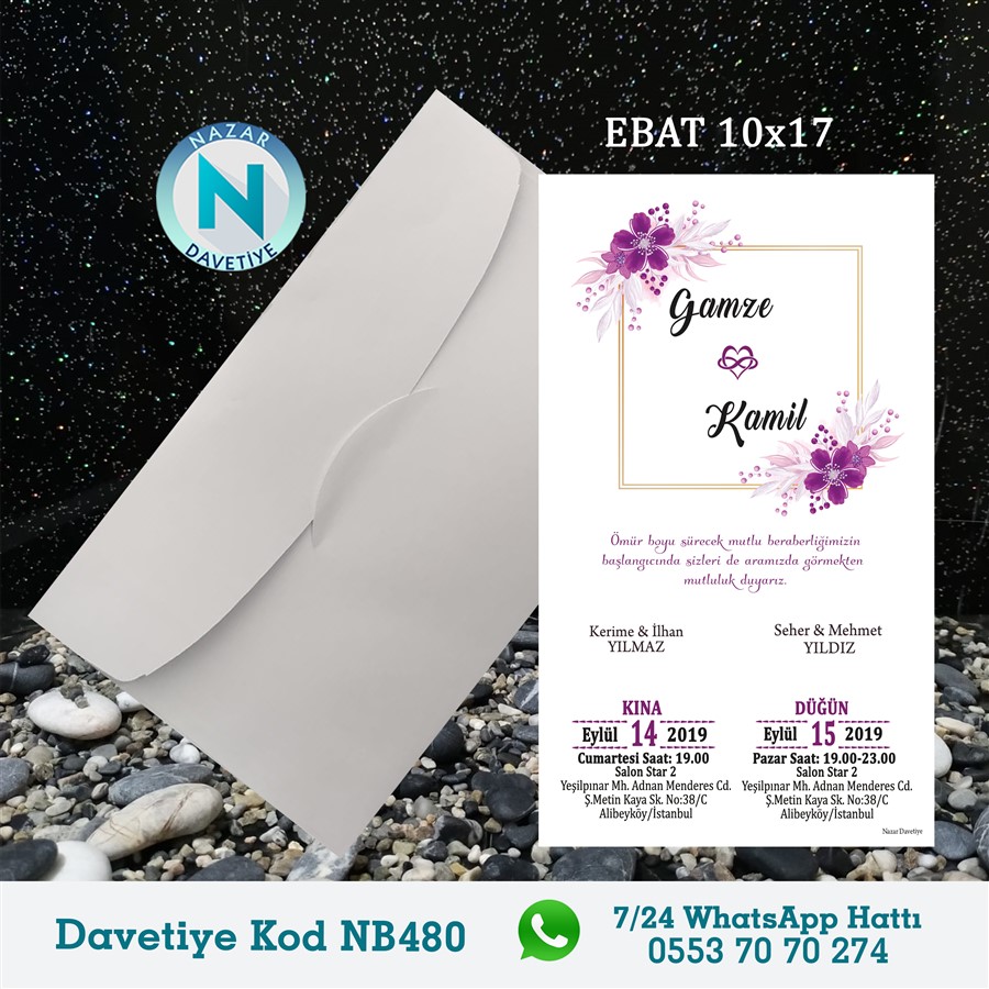 NB480 BEYAZ ZARFLI DAVETİYELER - NB480 - Görsel 1