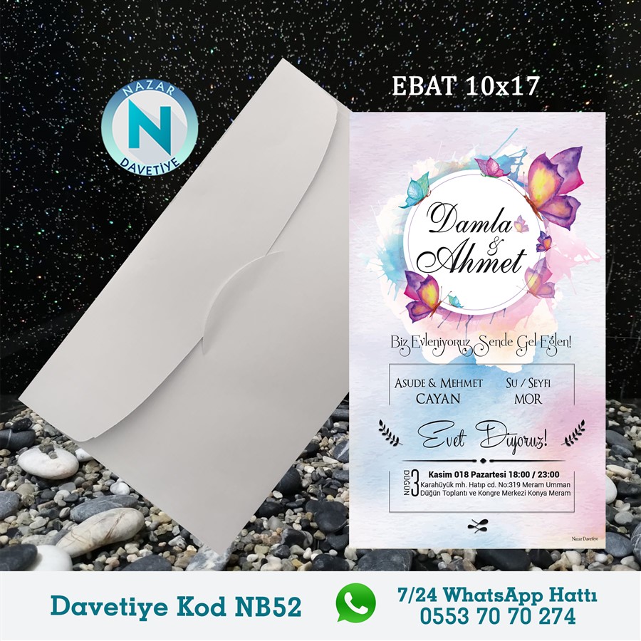 NB52 BEYAZ ZARFLI DAVETİYELER - NB52 - Görsel 1