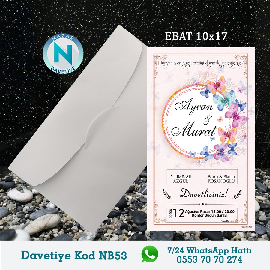NB53 BEYAZ ZARFLI DAVETİYELER - NB53 - Görsel 1