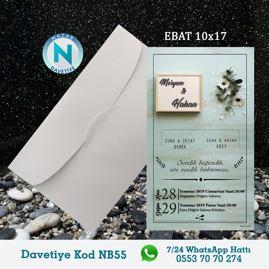 NB55 BEYAZ ZARFLI DAVETİYELER - NB55 - Görsel 1