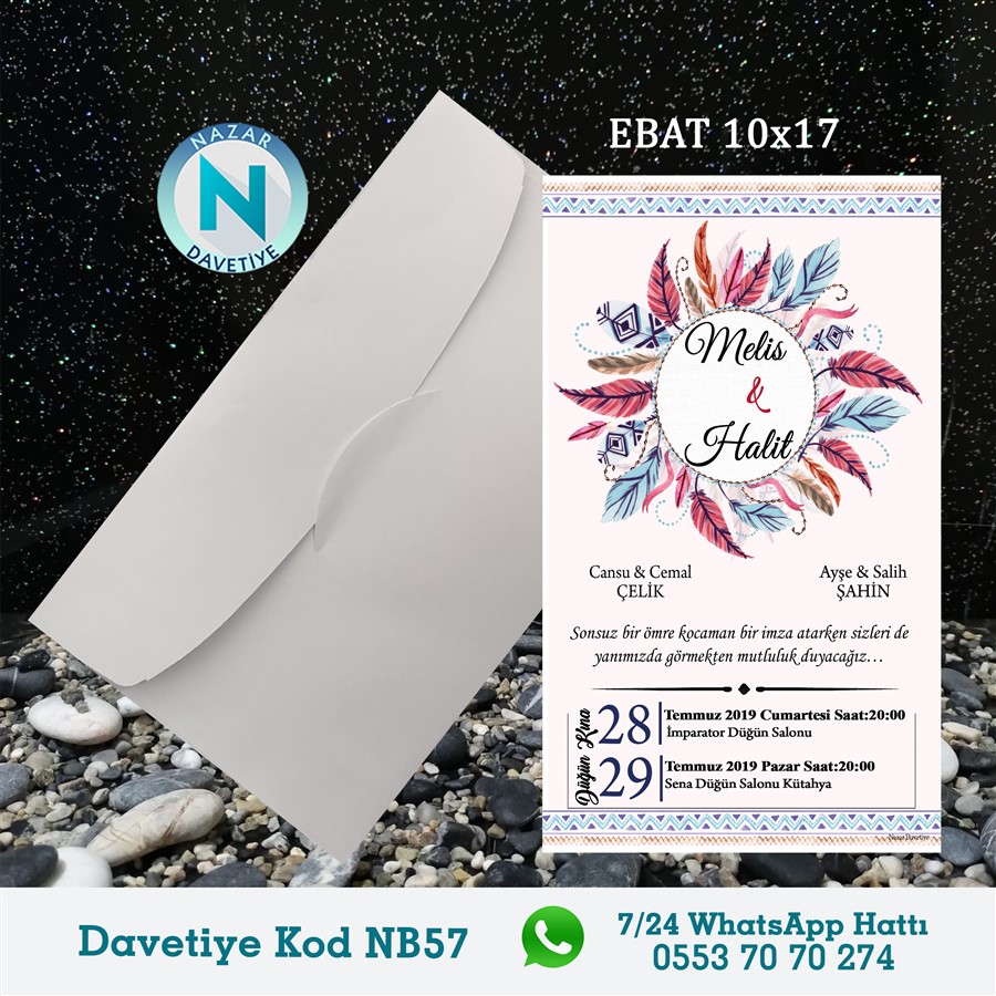 NB57 BEYAZ ZARFLI DAVETİYELER - NB57 - Görsel 1