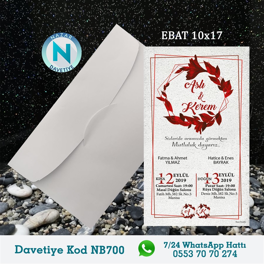 NB700 BEYAZ ZARFLI DAVETİYELER - NB700 - Görsel 1