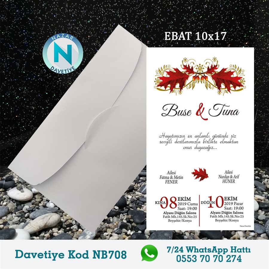 NB708 BEYAZ ZARFLI DAVETİYELER - NB708 - Görsel 1