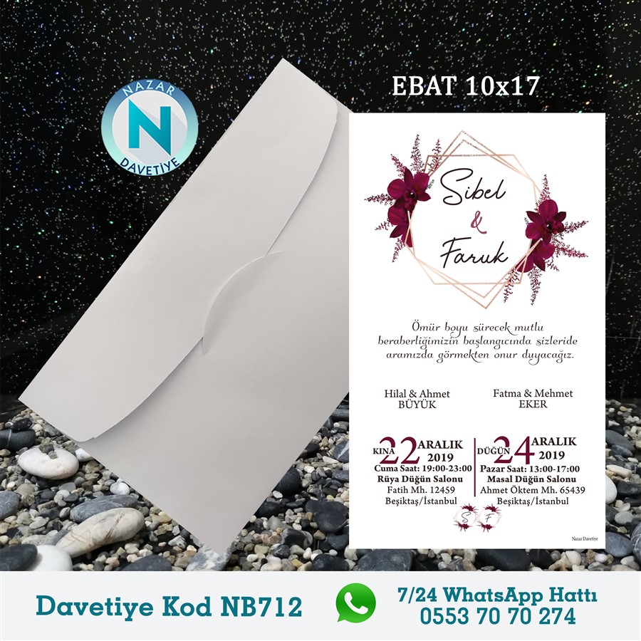 NB712 BEYAZ ZARFLI DAVETİYELER - NB712 - Görsel 1