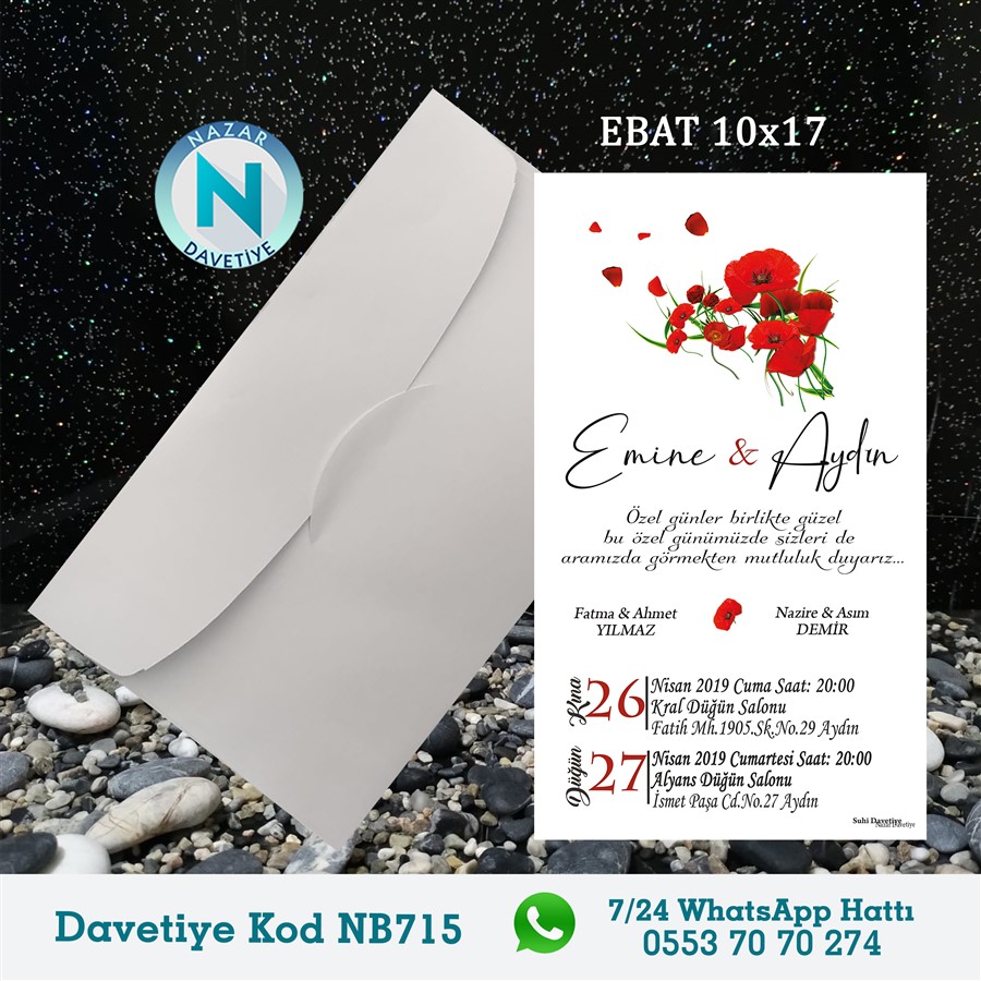 NB715 BEYAZ ZARFLI DAVETİYELER - NB715 - Görsel 1