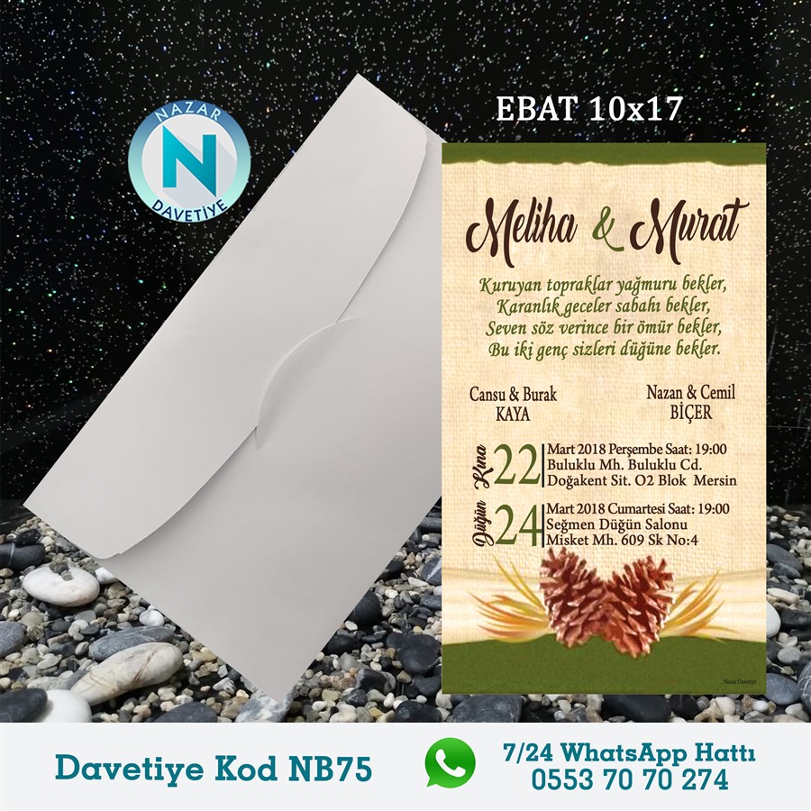 NB75 BEYAZ ZARFLI DAVETİYELER - NB75 - Görsel 1