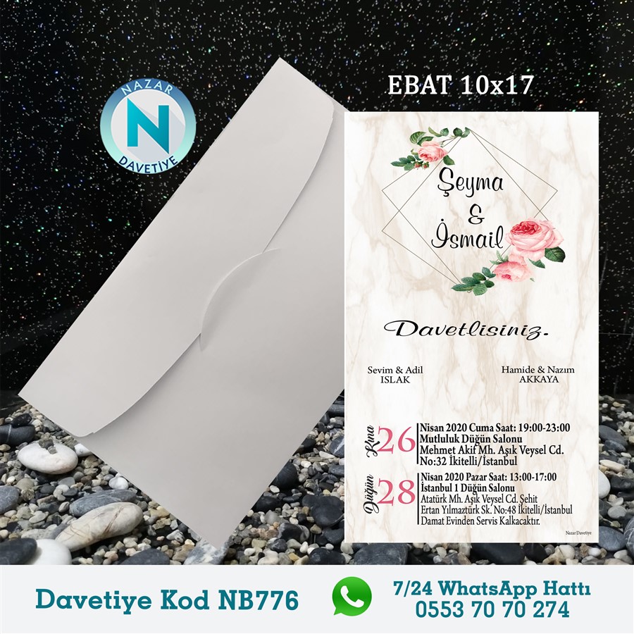 NB776 BEYAZ ZARFLI DAVETİYELER - NB776 - Görsel 1