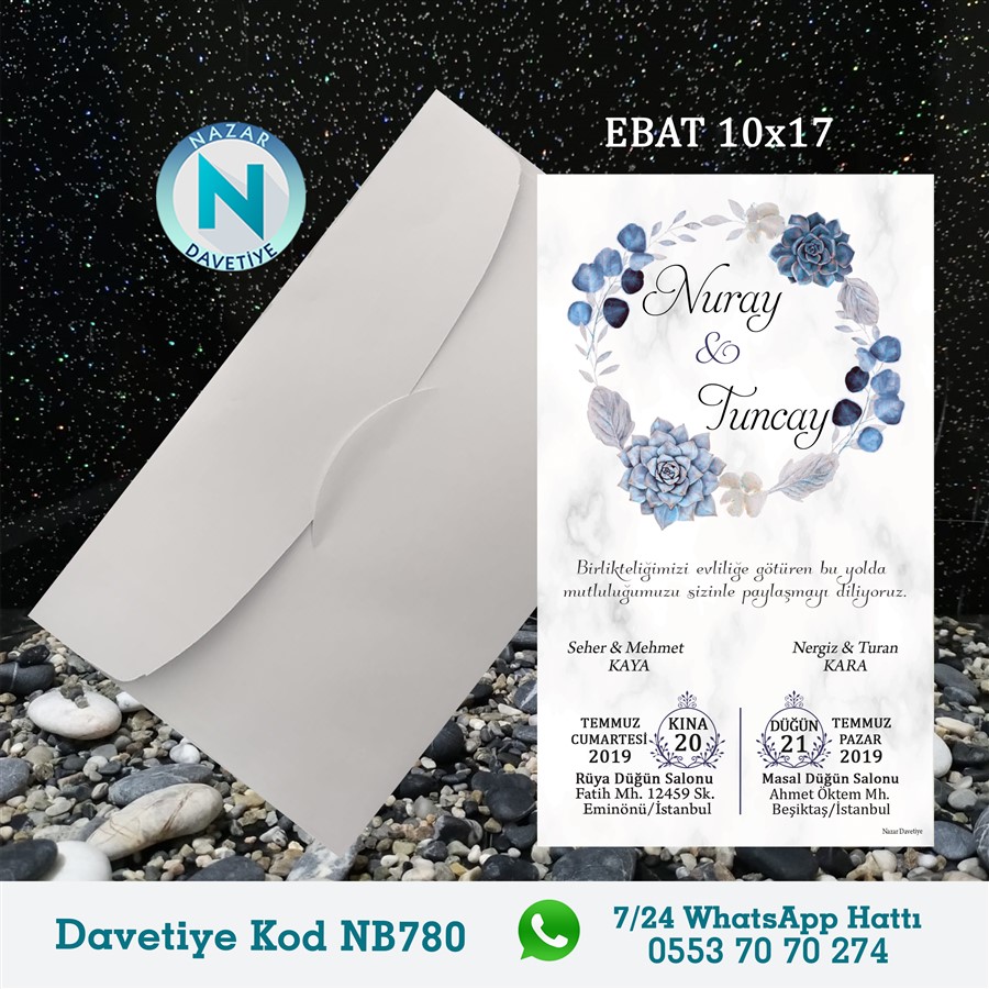 NB780 BEYAZ ZARFLI DAVETİYELER - NB780 - Görsel 1