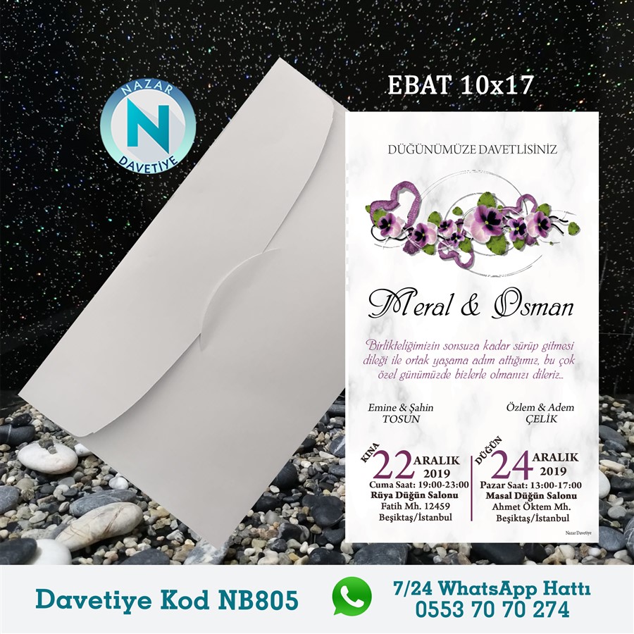 NB805 BEYAZ ZARFLI DAVETİYELER - NB805 - Görsel 1