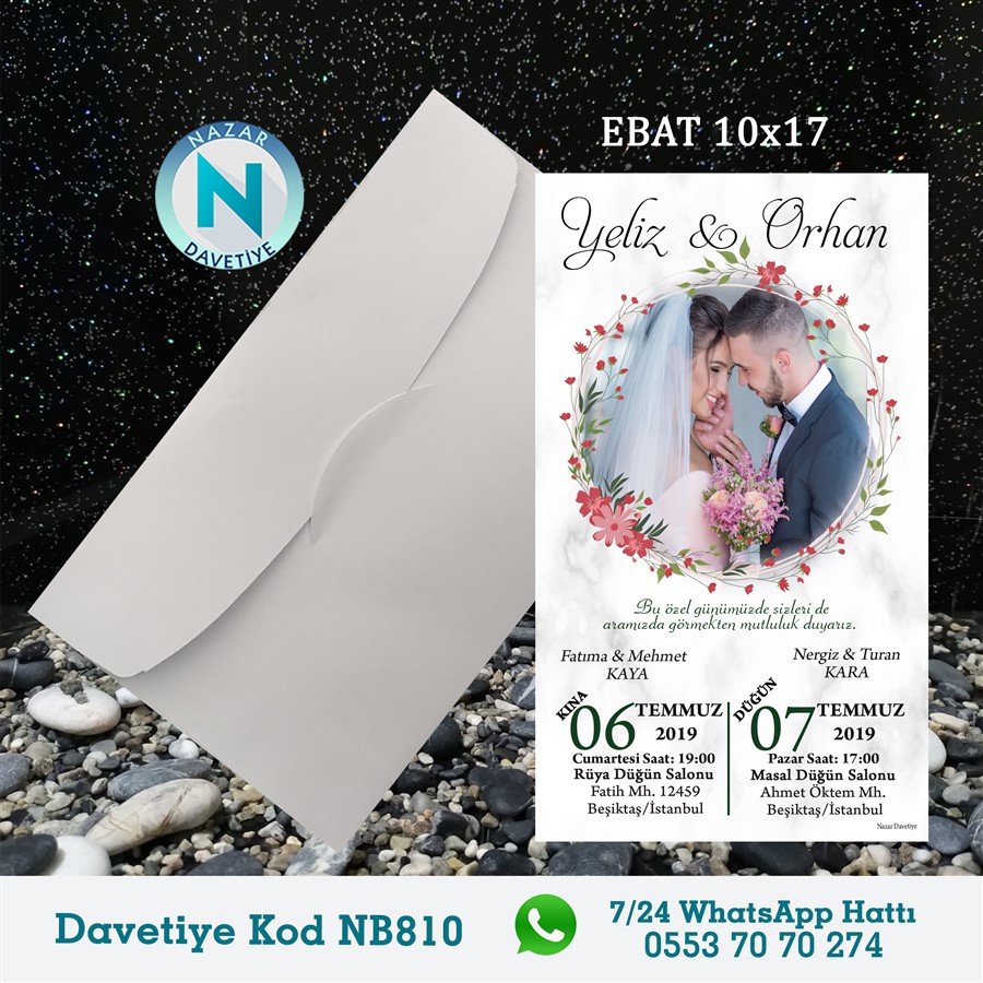 NB810 BEYAZ ZARFLI DAVETİYELER - NB810 - Görsel 1
