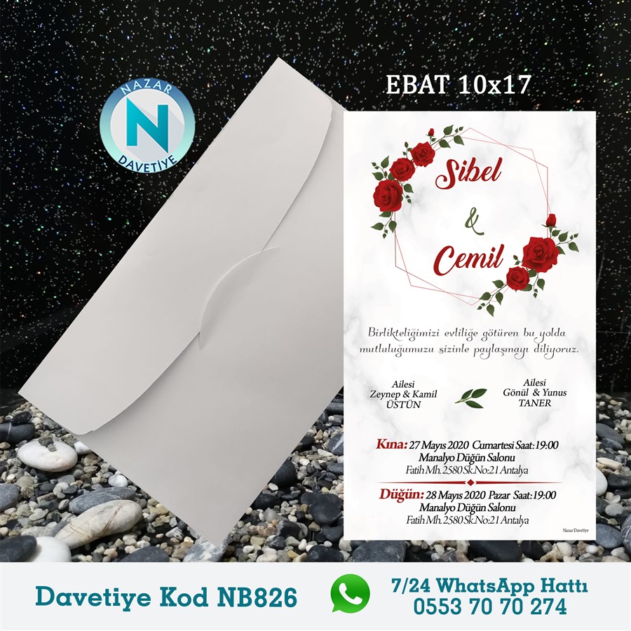 NB826 BEYAZ ZARFLI DAVETİYELER - NB826 - Görsel 1
