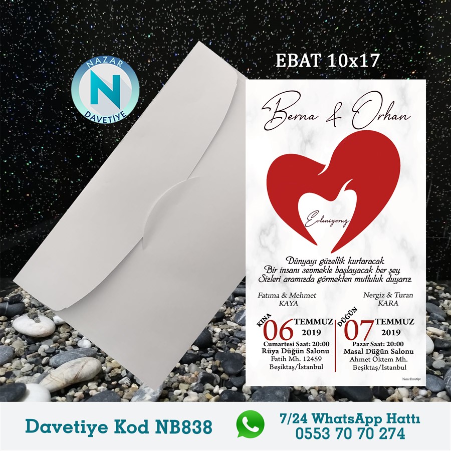NB838 BEYAZ ZARFLI DAVETİYELER - NB838 - Görsel 1
