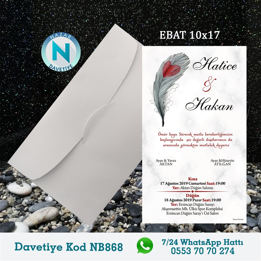 NB868 BEYAZ ZARFLI DAVETİYELER - NB868 - Görsel 1