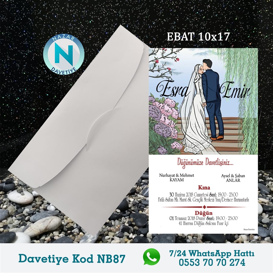 NB87 BEYAZ ZARFLI DAVETİYELER - NB87 - Görsel 1