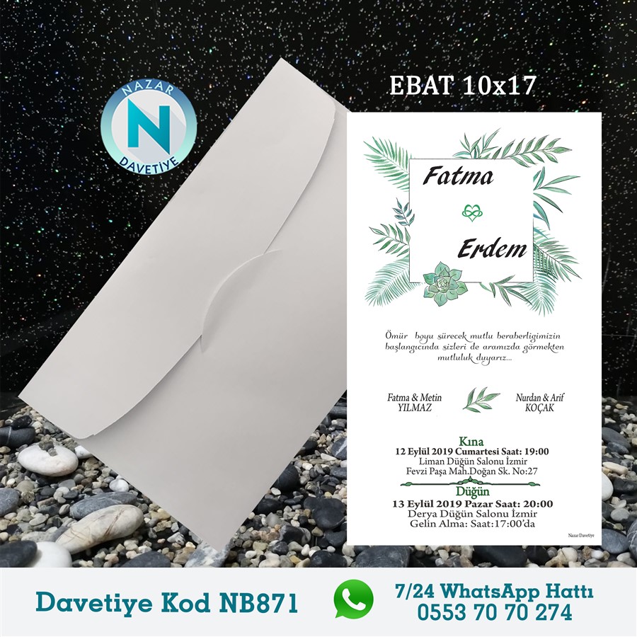 NB871 BEYAZ ZARFLI DAVETİYELER - NB871 - Görsel 1