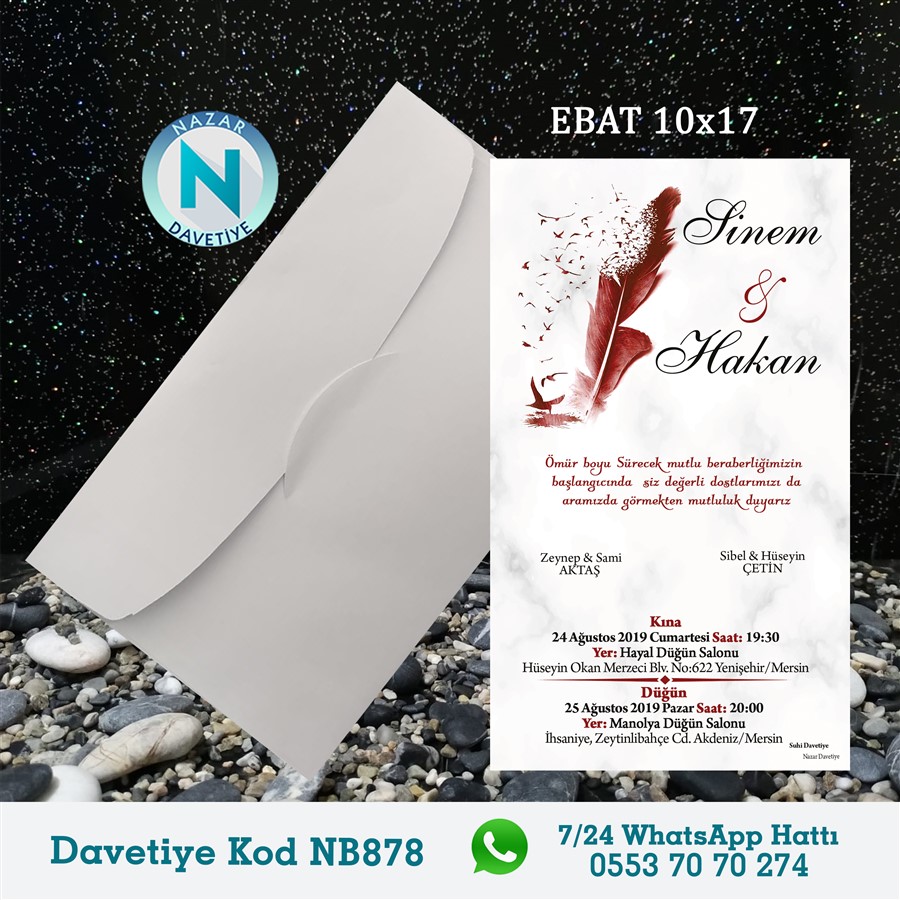 NB878 BEYAZ ZARFLI DAVETİYELER - NB878 - Görsel 1