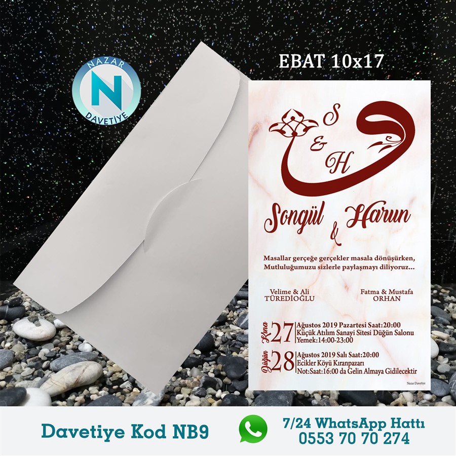 NB9 BEYAZ ZARFLI DAVETİYELER - NB9 - Görsel 1