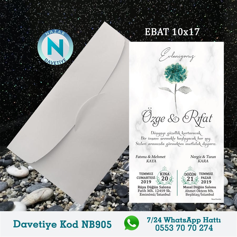 NB905 BEYAZ ZARFLI DAVETİYELER - NB905 - Görsel 1