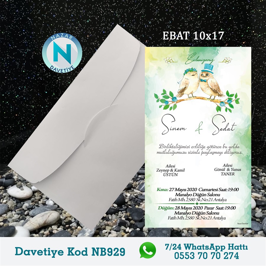NB929 BEYAZ ZARFLI DAVETİYELER - NB929 - Görsel 1