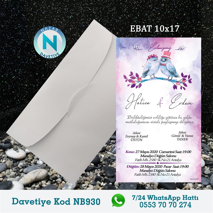 NB930 BEYAZ ZARFLI DAVETİYELER - NB930 - Görsel 1