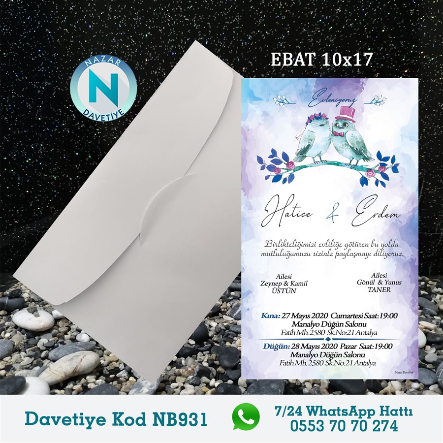 NB931 BEYAZ ZARFLI DAVETİYELER - NB931 - Görsel 1