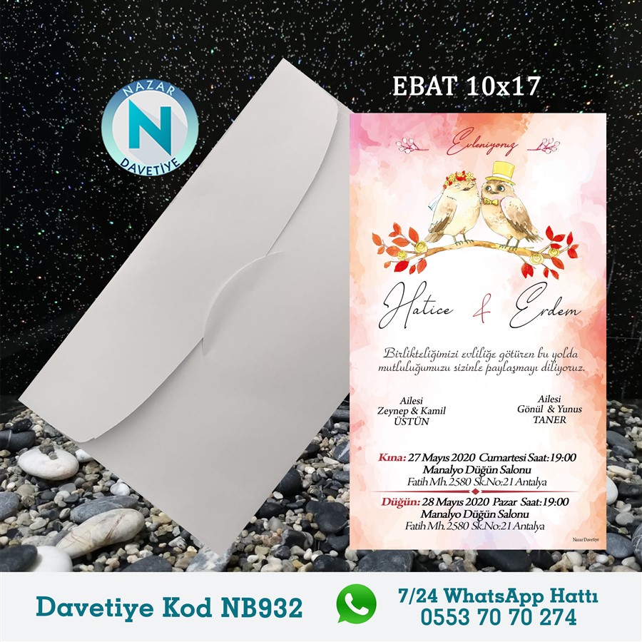 NB932 BEYAZ ZARFLI DAVETİYELER - NB932 - Görsel 1