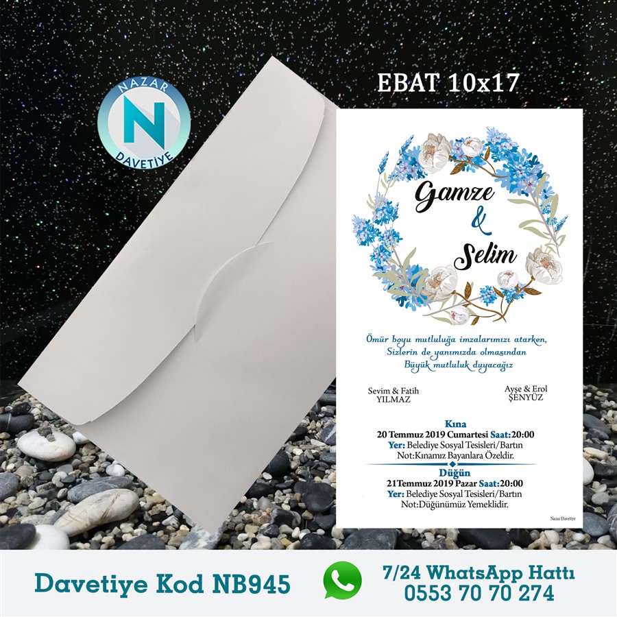 NB945 BEYAZ ZARFLI DAVETİYELER - NB945 - Görsel 1