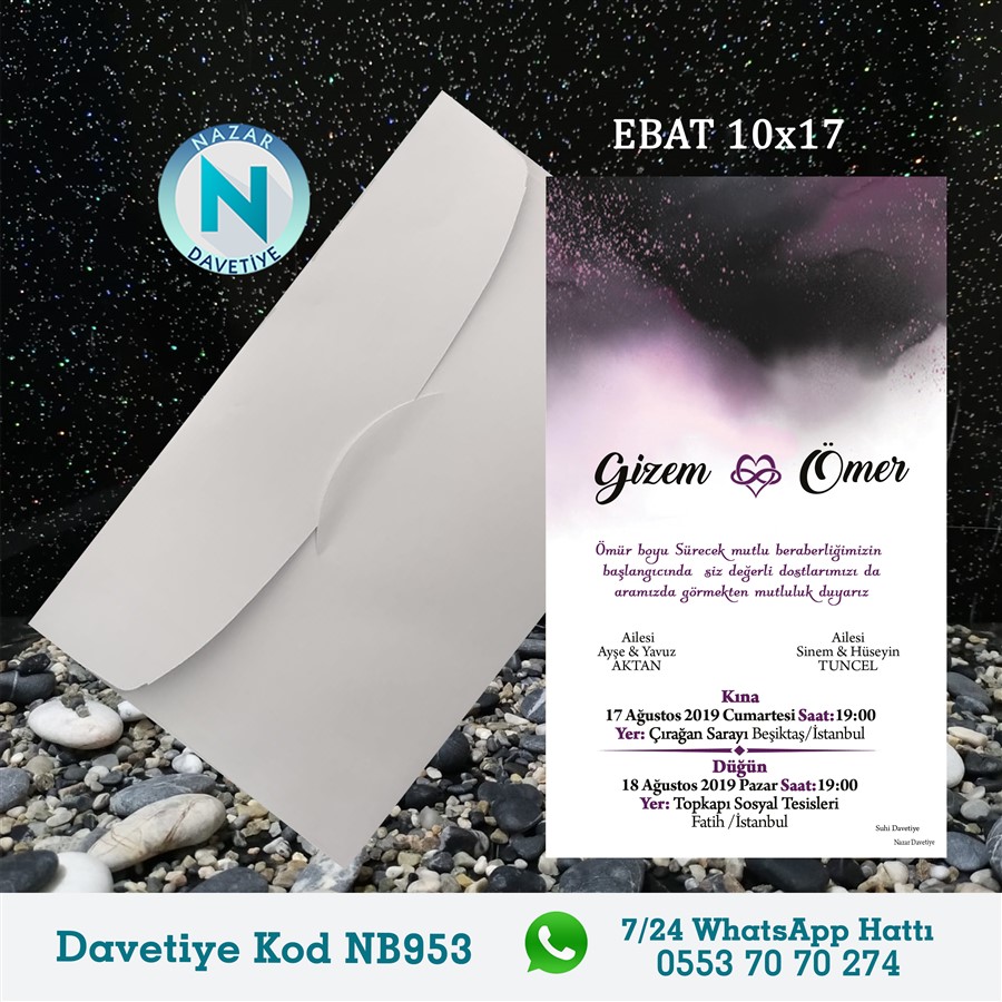 NB953 BEYAZ ZARFLI DAVETİYELER - NB953 - Görsel 1