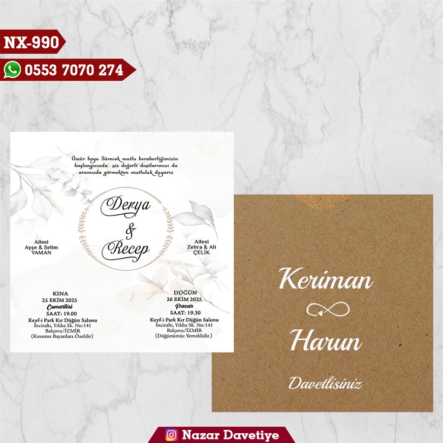NX-990 KARE ZARFLI DAVETİYE - NX-990 - Görsel 1