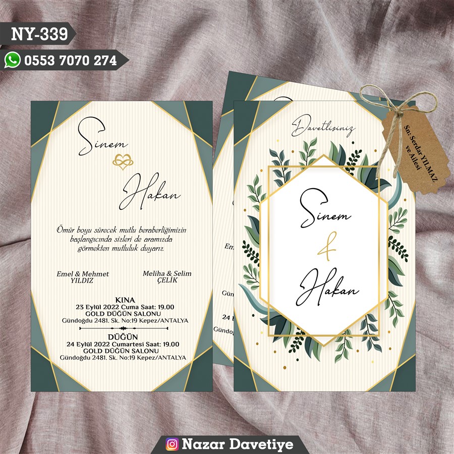 NY339 ÇİFTLİ DAVETİYE - NY339 - Görsel 1