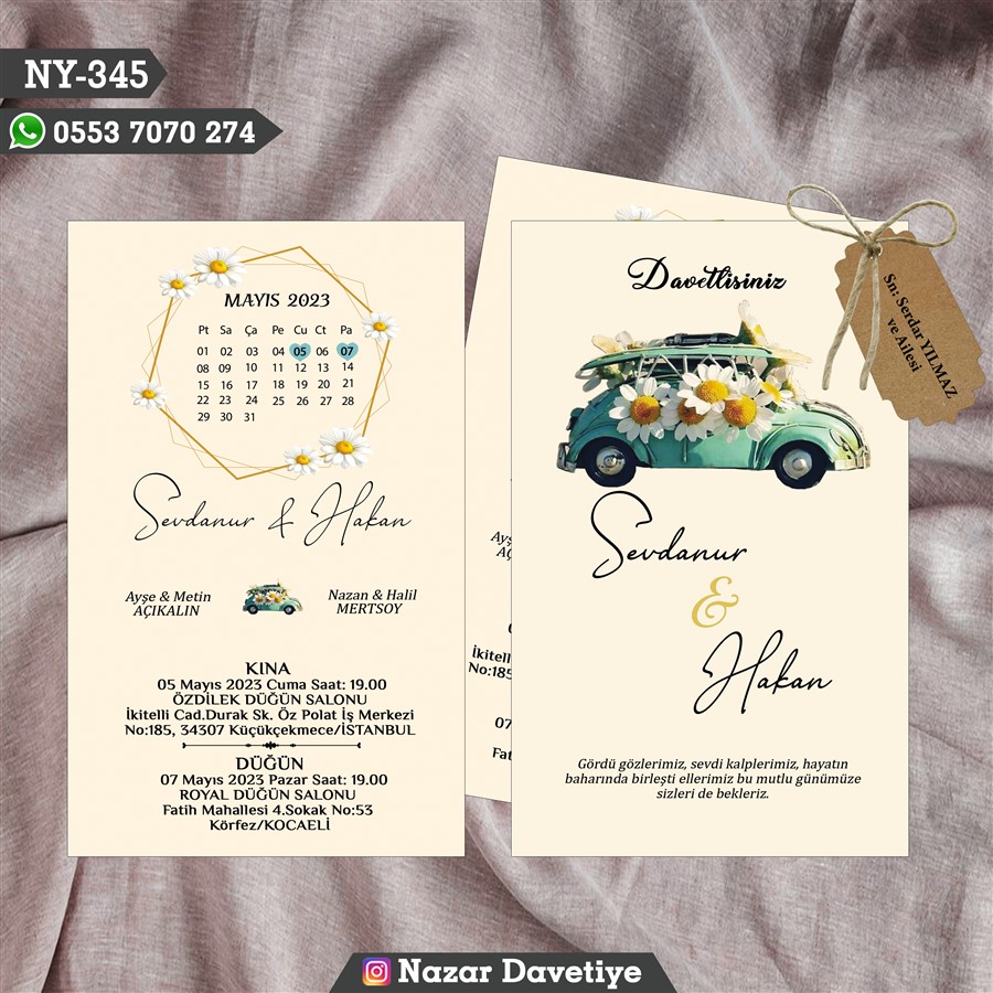 NY345 ÇİFTLİ DAVETİYE - NY345 - Görsel 1