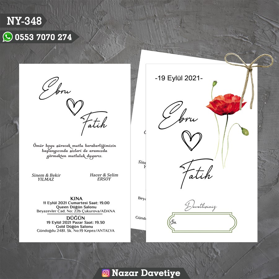 NY348 ÇİFTLİ DAVETİYE - NY348 - Görsel 1