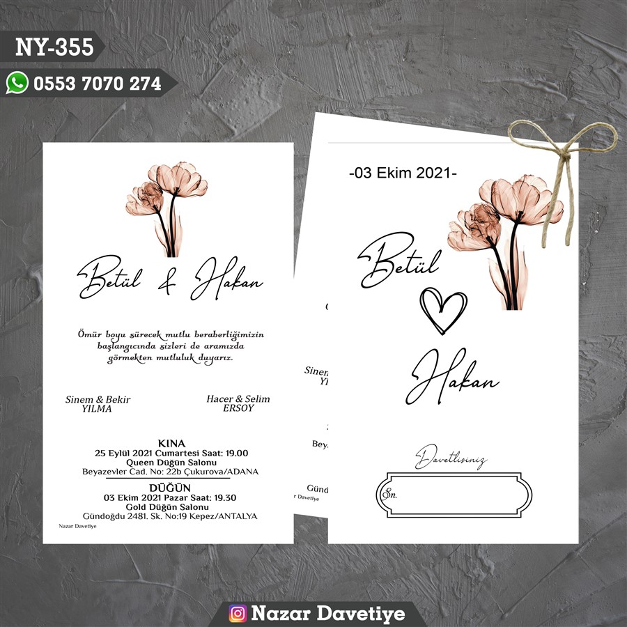 NY355 ÇİFTLİ DAVETİYE - NY355 - Görsel 1