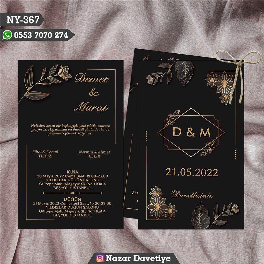 NY367 ÇİFTLİ DAVETİYE - NY367 - Görsel 1