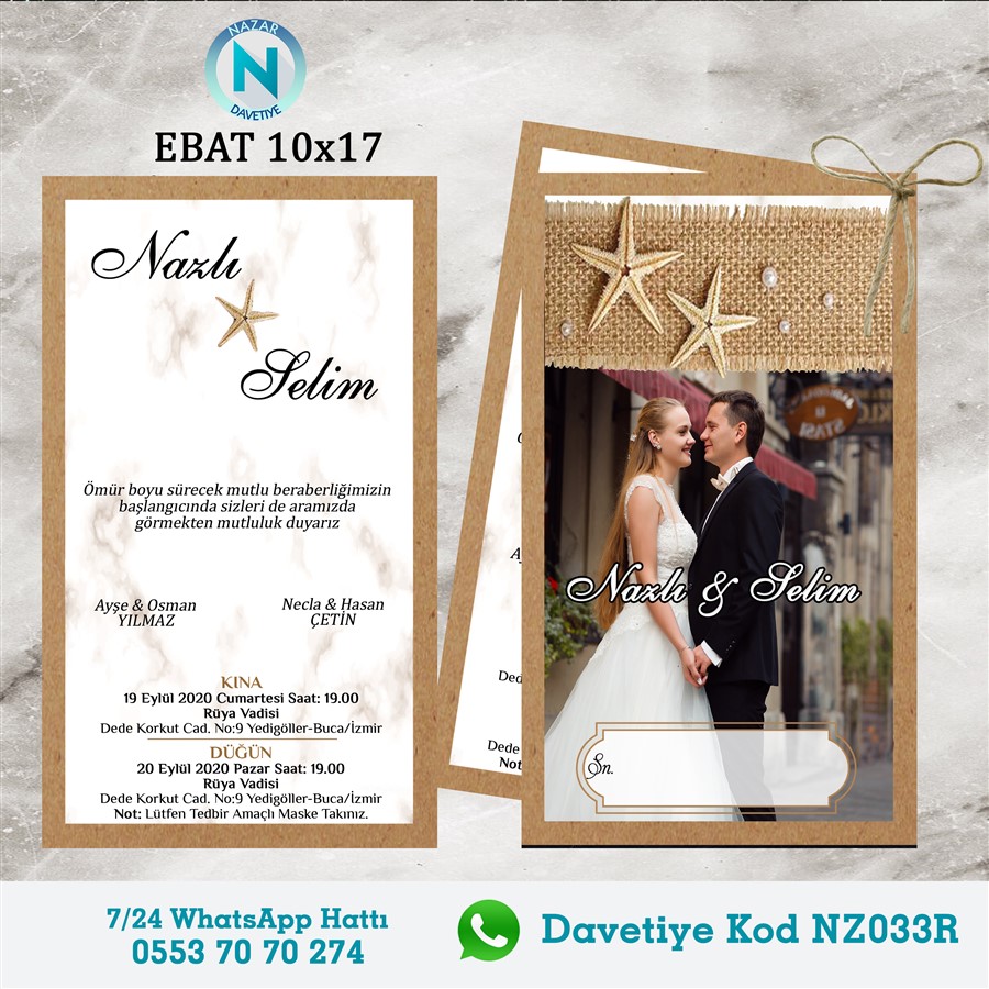 NZ033R ÇİFTLİ DAVETİYE - NZ033R - Görsel 1