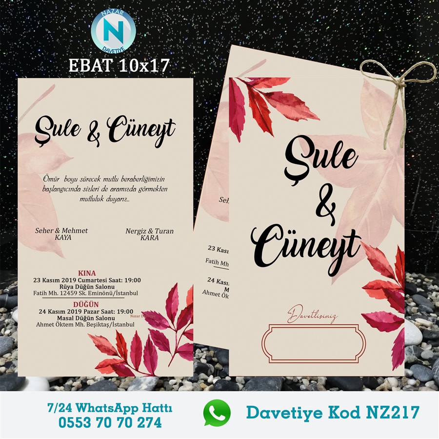 NZ217 ÇİFTLİ DAVETİYE - NZ217 - Görsel 1
