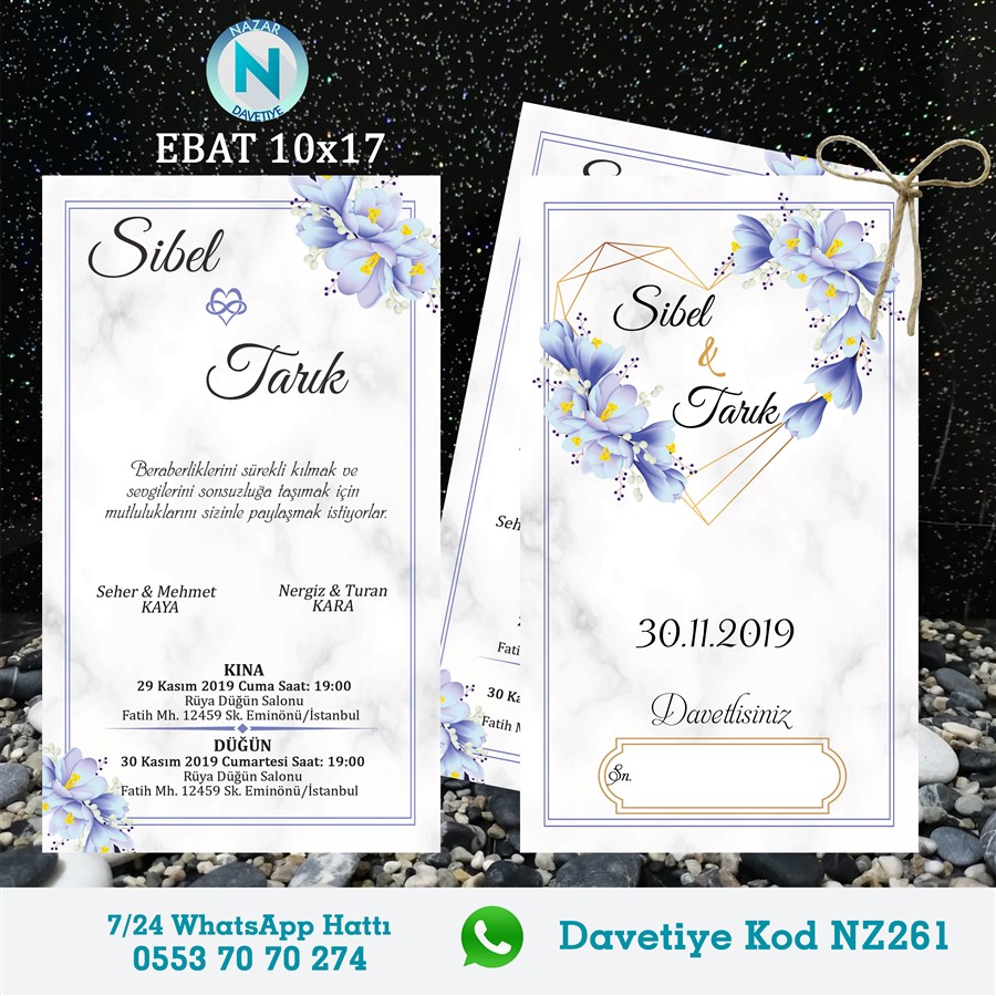 NZ261 ÇİFTLİ DAVETİYE - NZ261 - Görsel 1