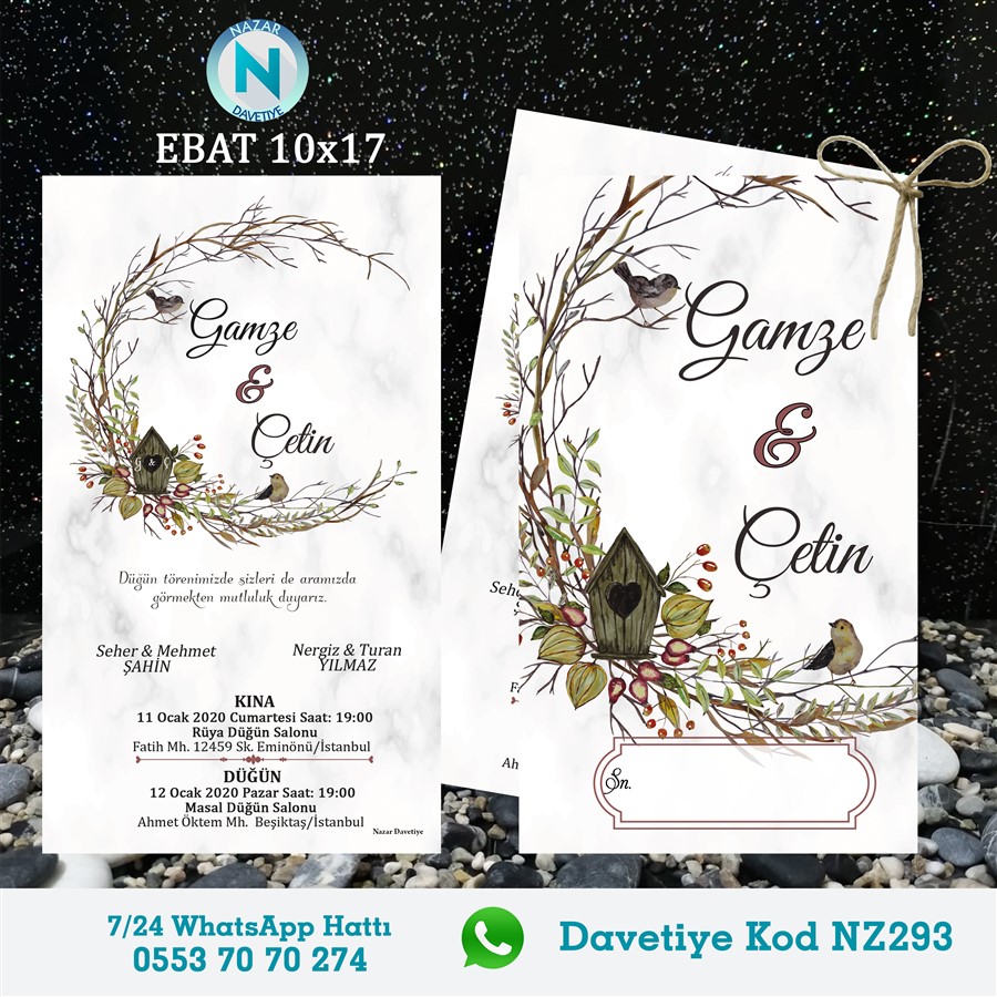 NZ293 ÇİFTLİ DAVETİYE - NZ293 - Görsel 1
