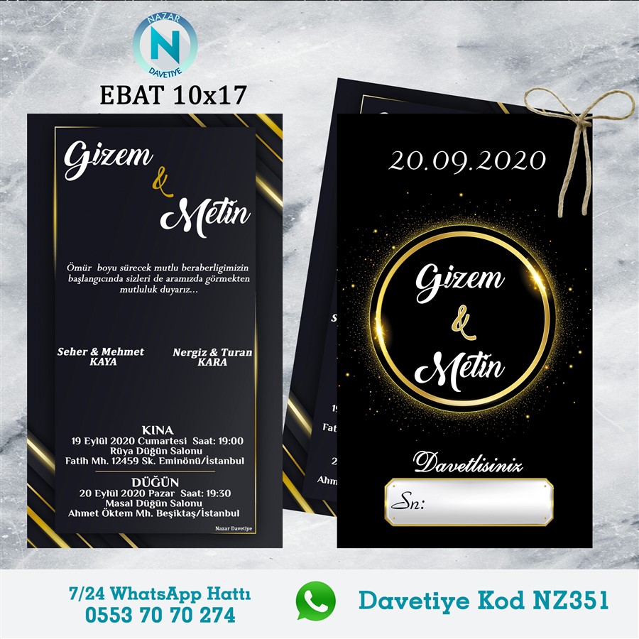 NZ351 ÇİFTLİ DAVETİYE - NZ351 - Görsel 1